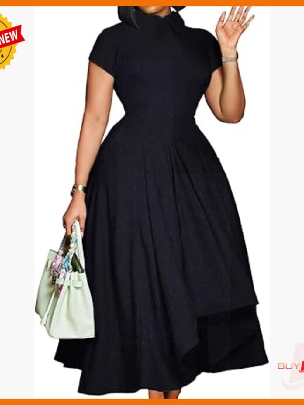 Short Sleeve A-Line Party Dress Formal Elegant Women's Dress with Pocket